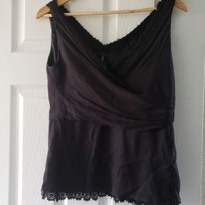 Elie tahari silk blouse lace black chiffon silk M